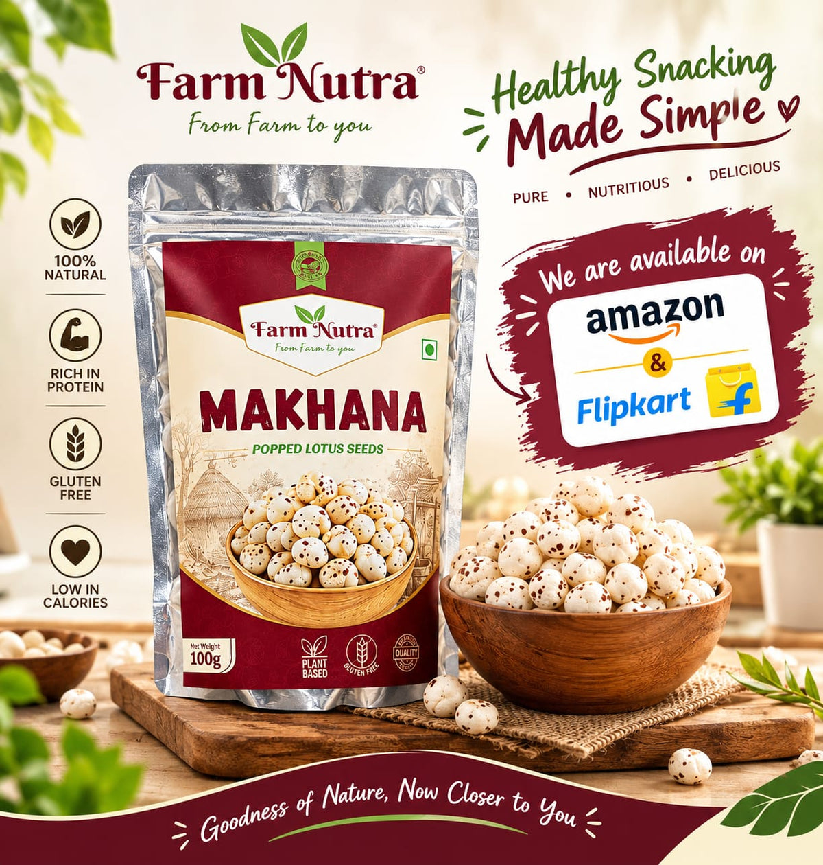 FarmNutra Premium Makhana 100g pack of 2